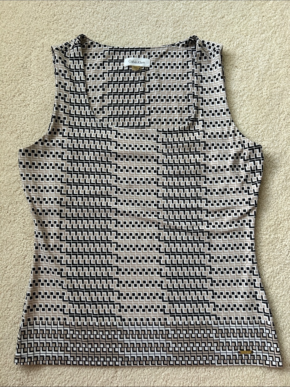 Calvin Klein Black & Cream Geometric Tank Top